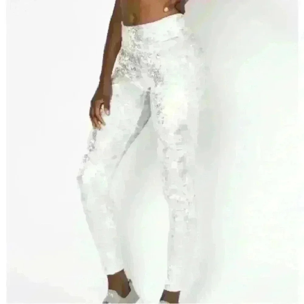 Heroine Sport Gilded Silver Velvet Velour Leggings Size Medium Like New! - Picture 3 of 12